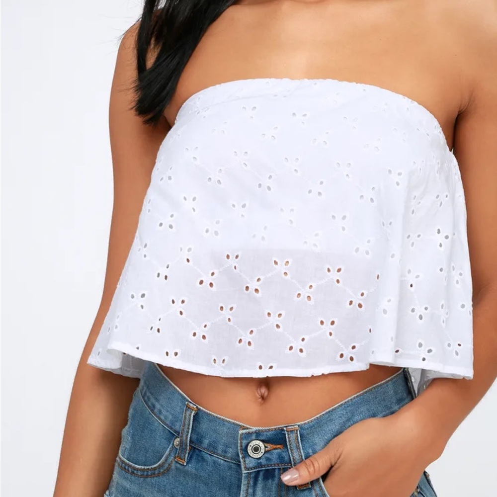 Lulu's Eyelet Strapless Top